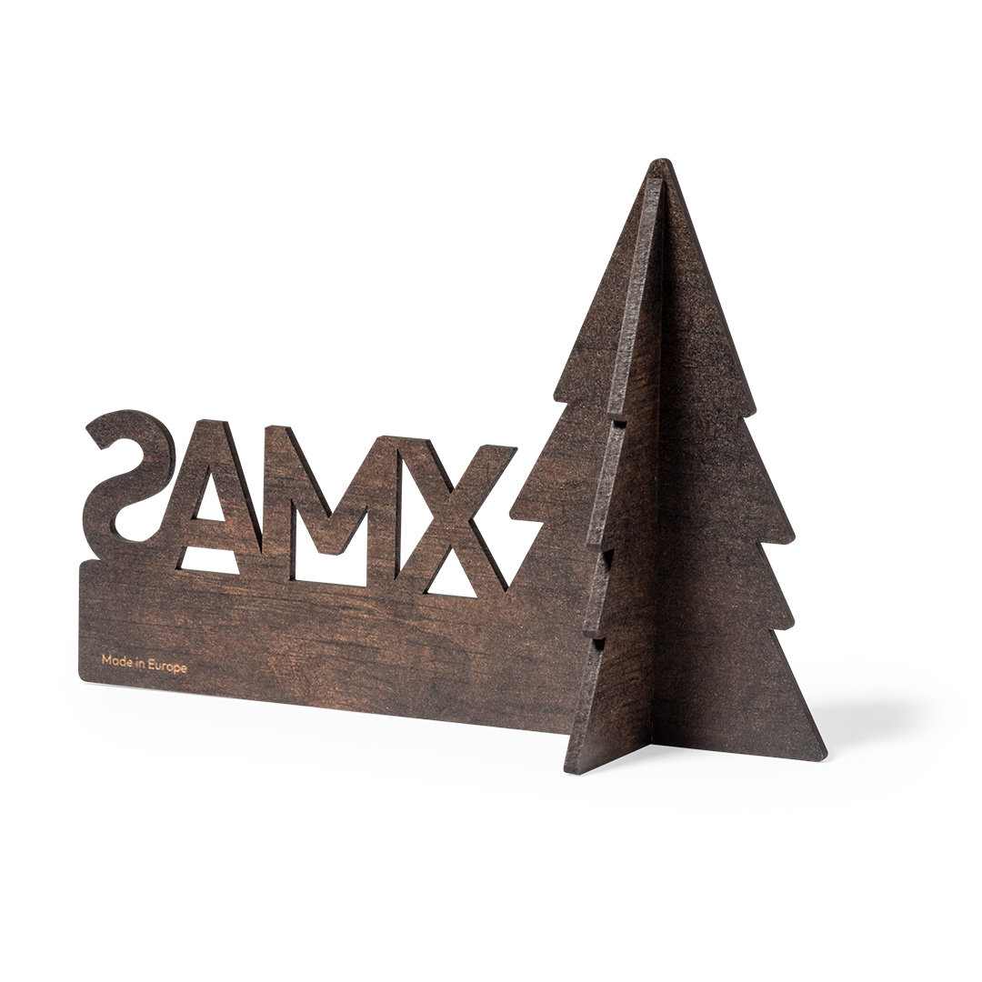 Adorno Gemind navideño árbol madera XMAS bicolor Made In Europe - Navidad - Regalo Promocional Personalizado - vista alternativa