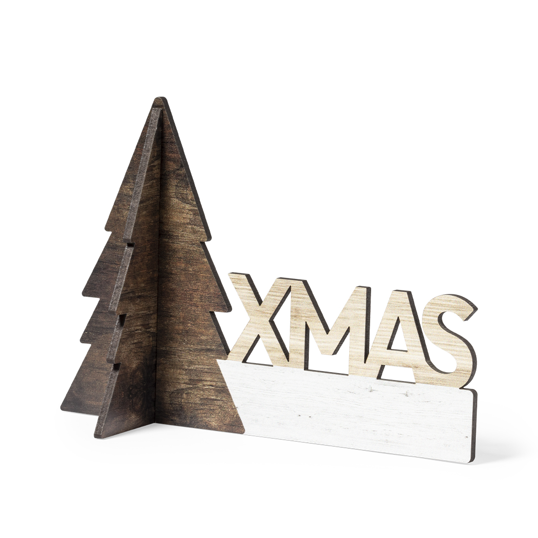 Adorno Gemind navideño árbol madera XMAS bicolor Made In Europe - Navidad - Regalo Promocional Personalizado