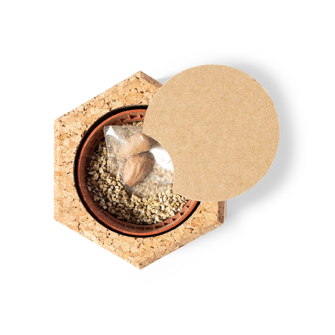Maceta personalizada Gulytel de pino con corcho natural - Jardín - Regalo Promocional Personalizado - vista alternativa