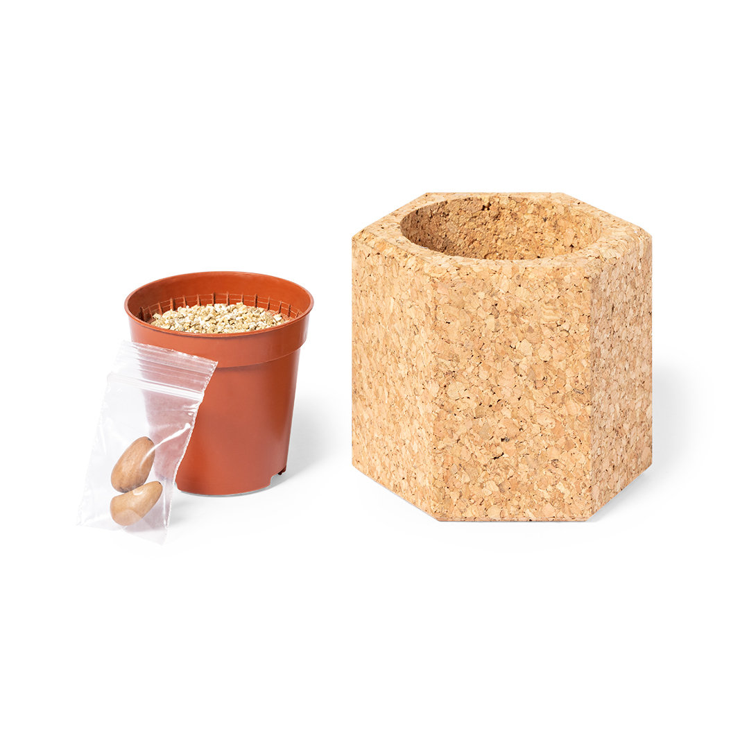 Maceta personalizada Gulytel de pino con corcho natural - Jardín - Regalo Promocional Personalizado - imagen 3