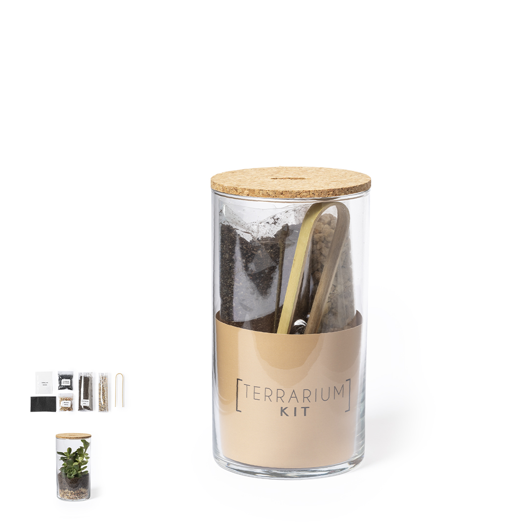 Terrario personalizado Anymak de cristal borosilicato con semillas de cactus - Jardín - Regalo Promocional Personalizado