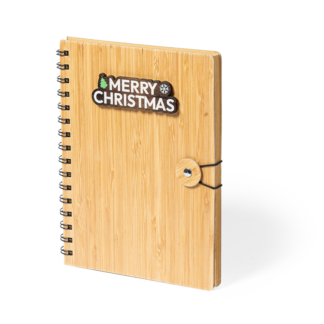 Libreta personalizada Mossel navideña de bambú con elástico - Oficina - Regalo Promocional Personalizado - vista alternativa