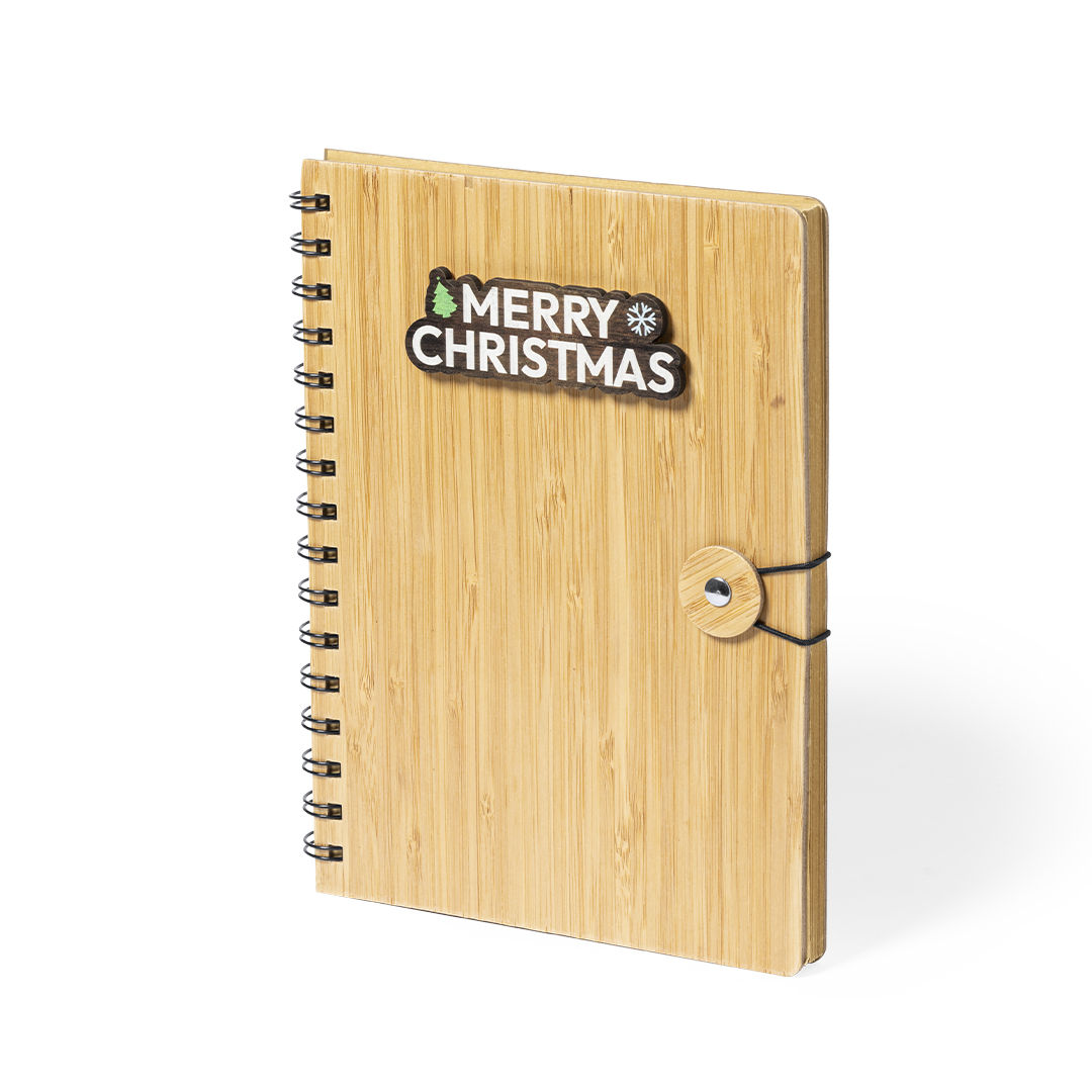 Libreta personalizada Mossel navideña de bambú con elástico - Oficina - Regalo Promocional Personalizado