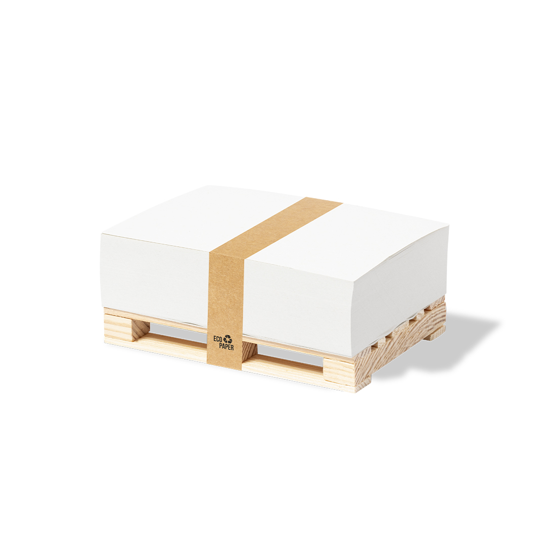 Portanotas palet personalizado Hibon de madera natural con papel eco - Oficina - Regalo Promocional Personalizado
