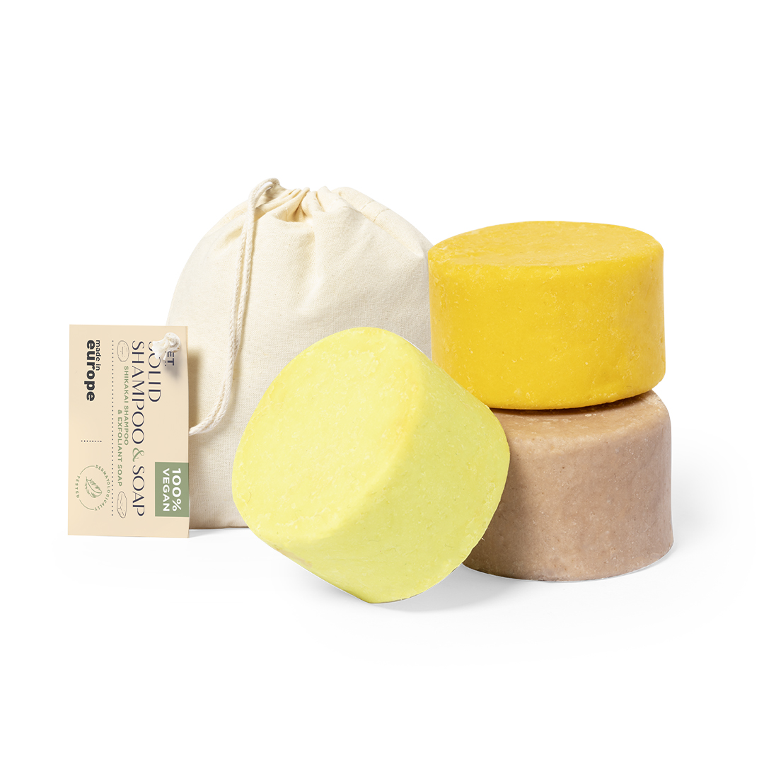 Set  champús personalizado Turuen veganos sólidos con bolsa algodón - Otros cuidado personal - Regalo Promocional Personalizado