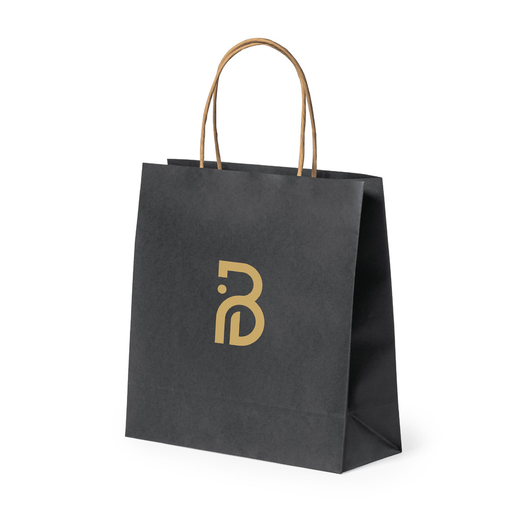 Bolsa personalizada Fortis de papel reciclado negro 100g