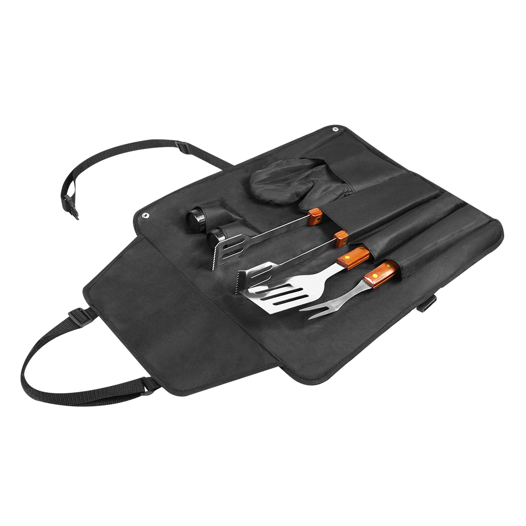 Set barbacoa personalizado North de acero inox con manopla acolchada - Packs de regalo personalizado - Regalo Promocional Personalizado