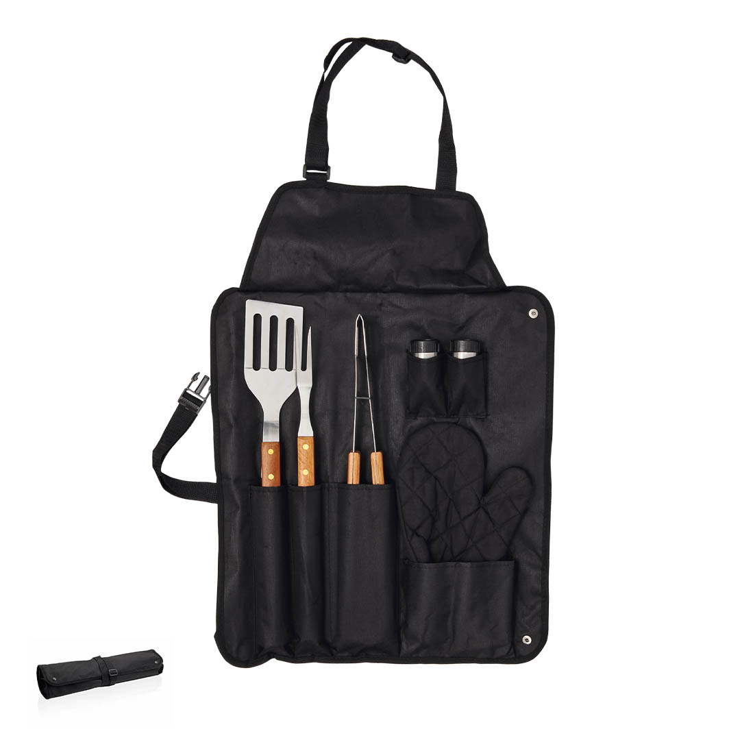 Set barbacoa personalizado North de acero inox con manopla acolchada