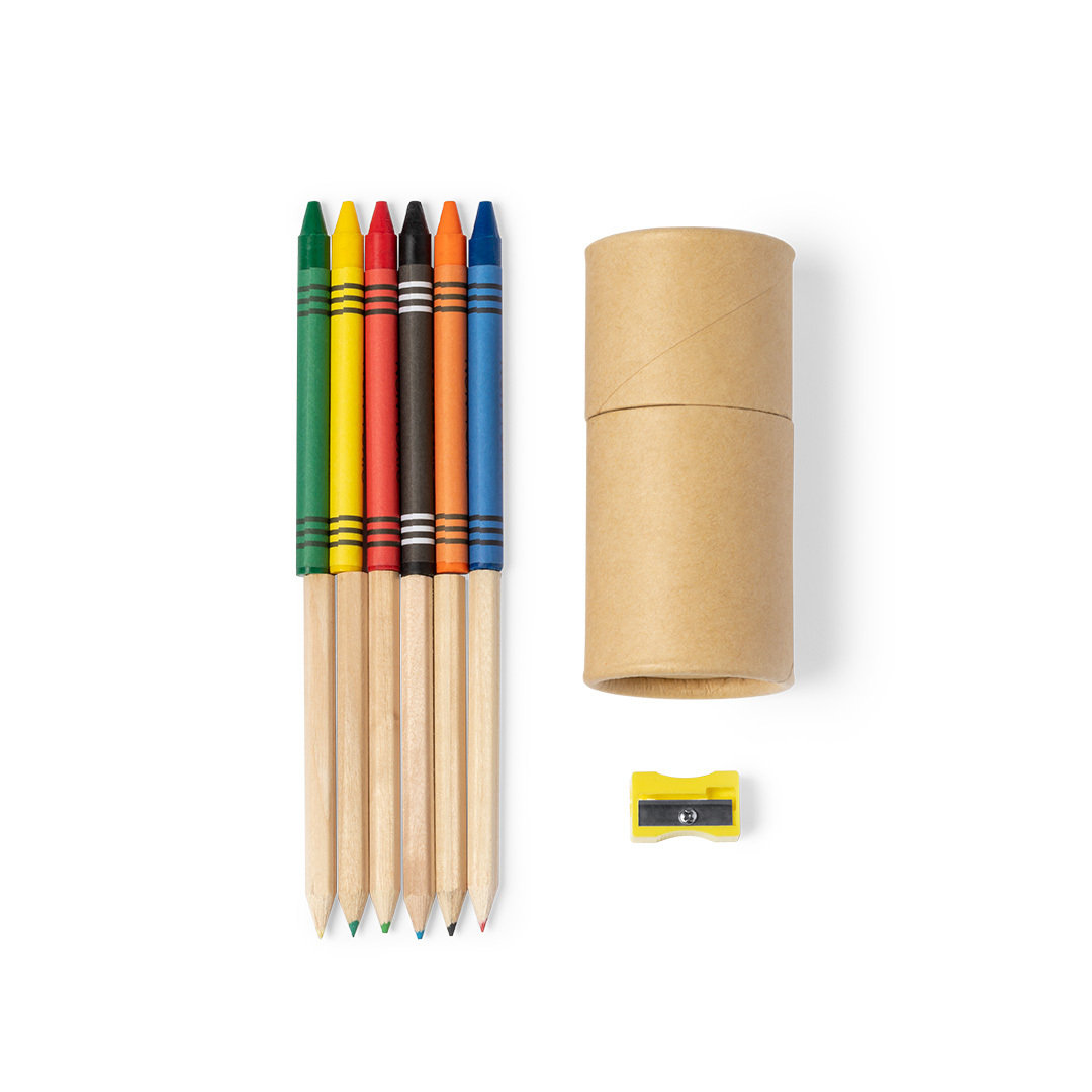 Set personalizado Pixi de 13 piezas con lápices y ceras en cartón natural - Set de escritura personalizados - Regalo Promocional Personalizado - vista alternativa