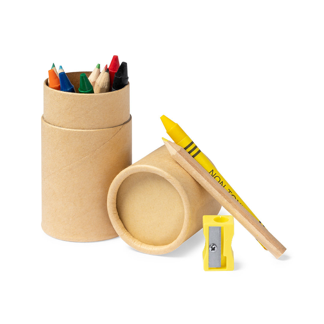 Set personalizado Pixi de 13 piezas con lápices y ceras en cartón natural - Set de escritura personalizados - Regalo Promocional Personalizado - imagen 11