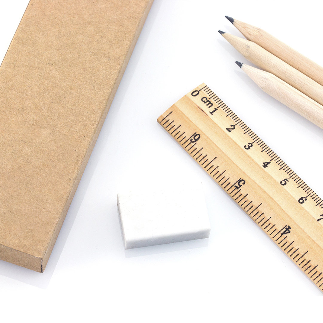 Set personalizado Dony de 6 piezas con regla en estuche reciclado