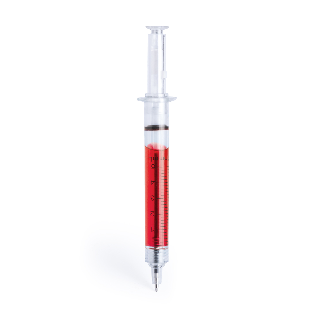 Bolígrafo original personalizado Medic con diseño de jeringuilla transparente - Oficina - Regalo Promocional Personalizado