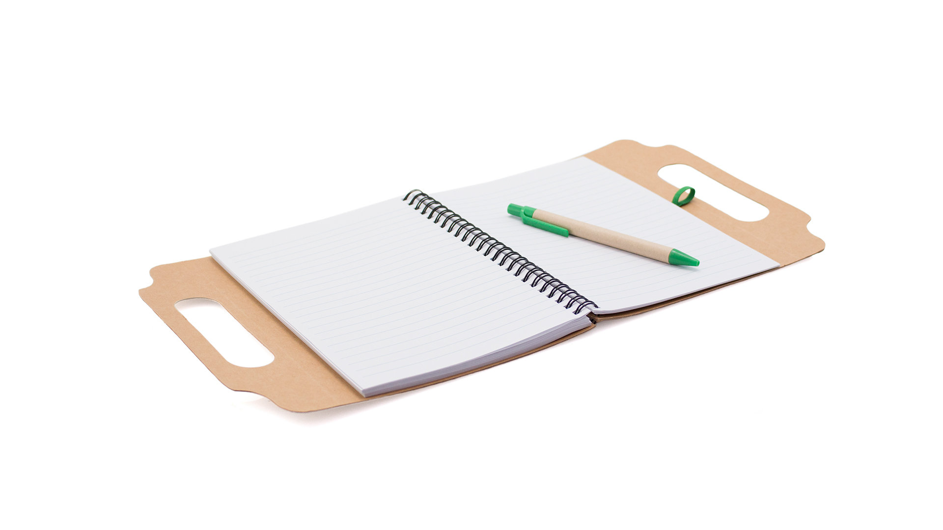 Bloc de notas personalizado Makron adhesivas con anillas y bolígrafo cartón reciclado con asas - Oficina - Regalo Promocional Personalizado - vista alternativa