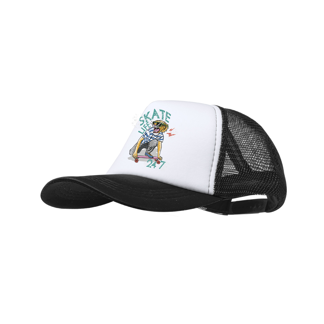 Gorra personalizada Zodak trucker poliéster panel frontal blanco