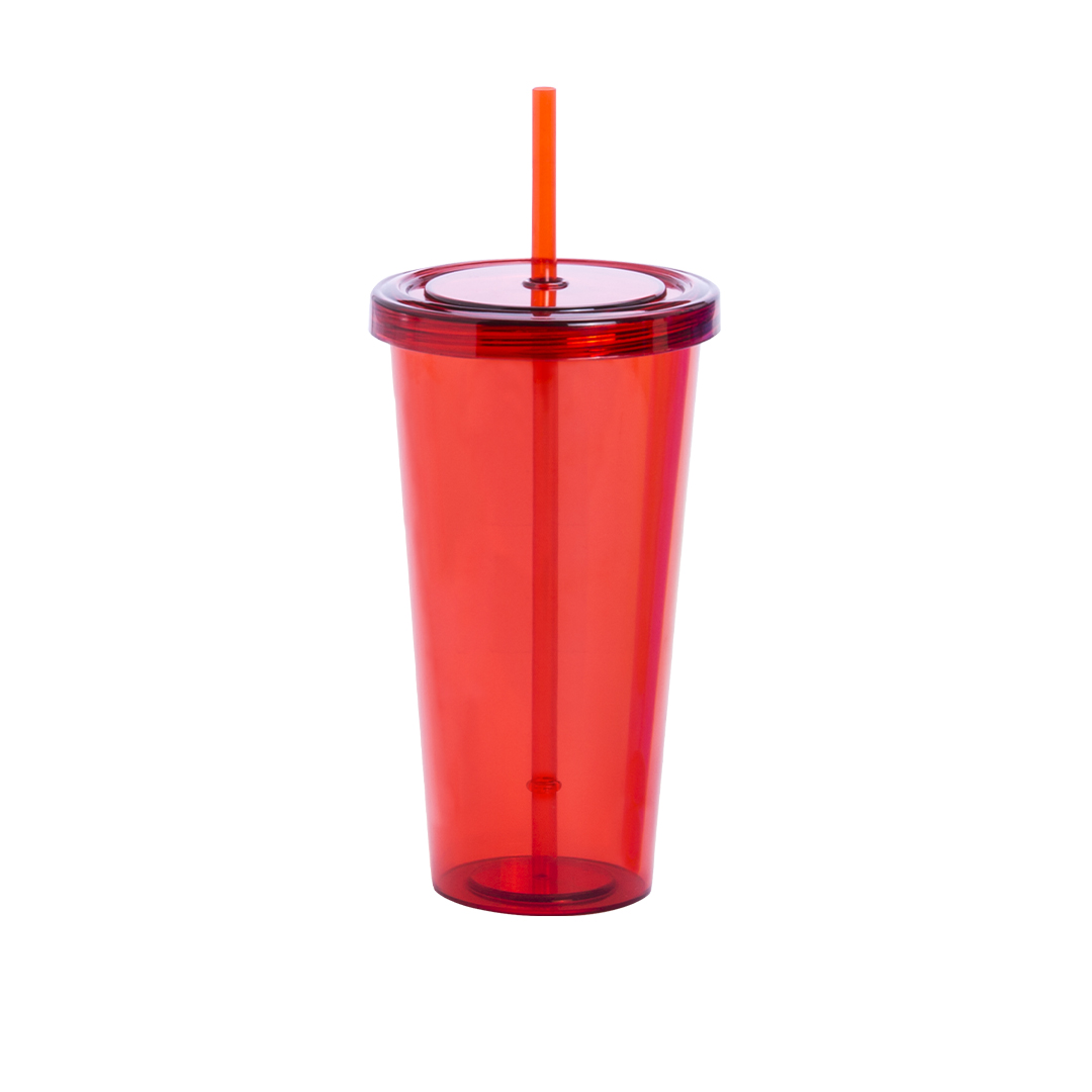 Vaso personalizado Trinox de PS transparente con pajita de 750ml