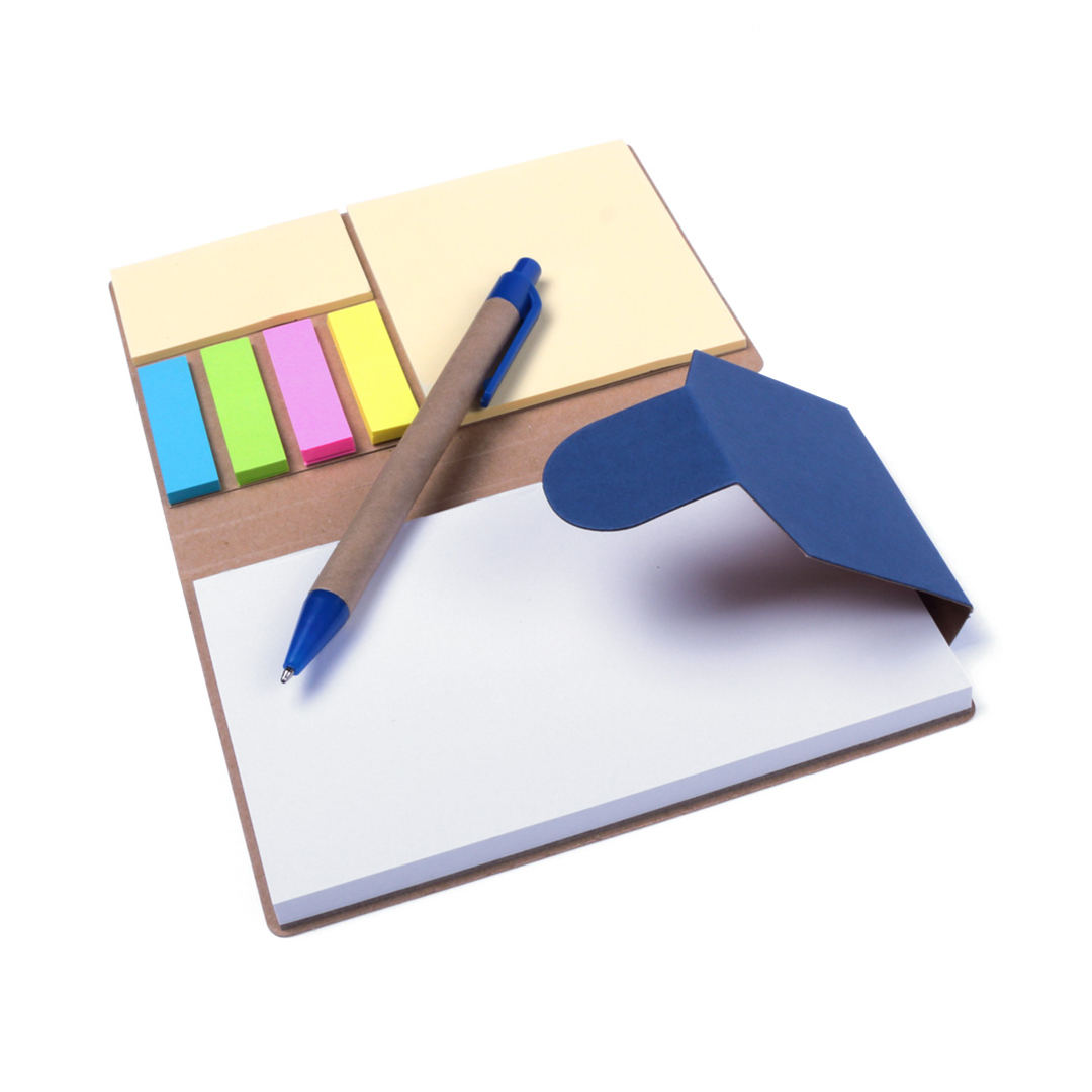 Bloc de notas personalizado Cravis adhesivas bicolor en cartón reciclado con bolígrafo - Oficina - Regalo Promocional Personalizado - vista alternativa