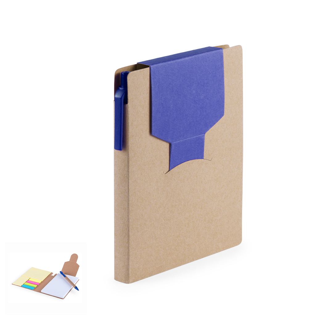 Bloc de notas personalizado Cravis adhesivas bicolor en cartón reciclado con bolígrafo - Oficina - Regalo Promocional Personalizado