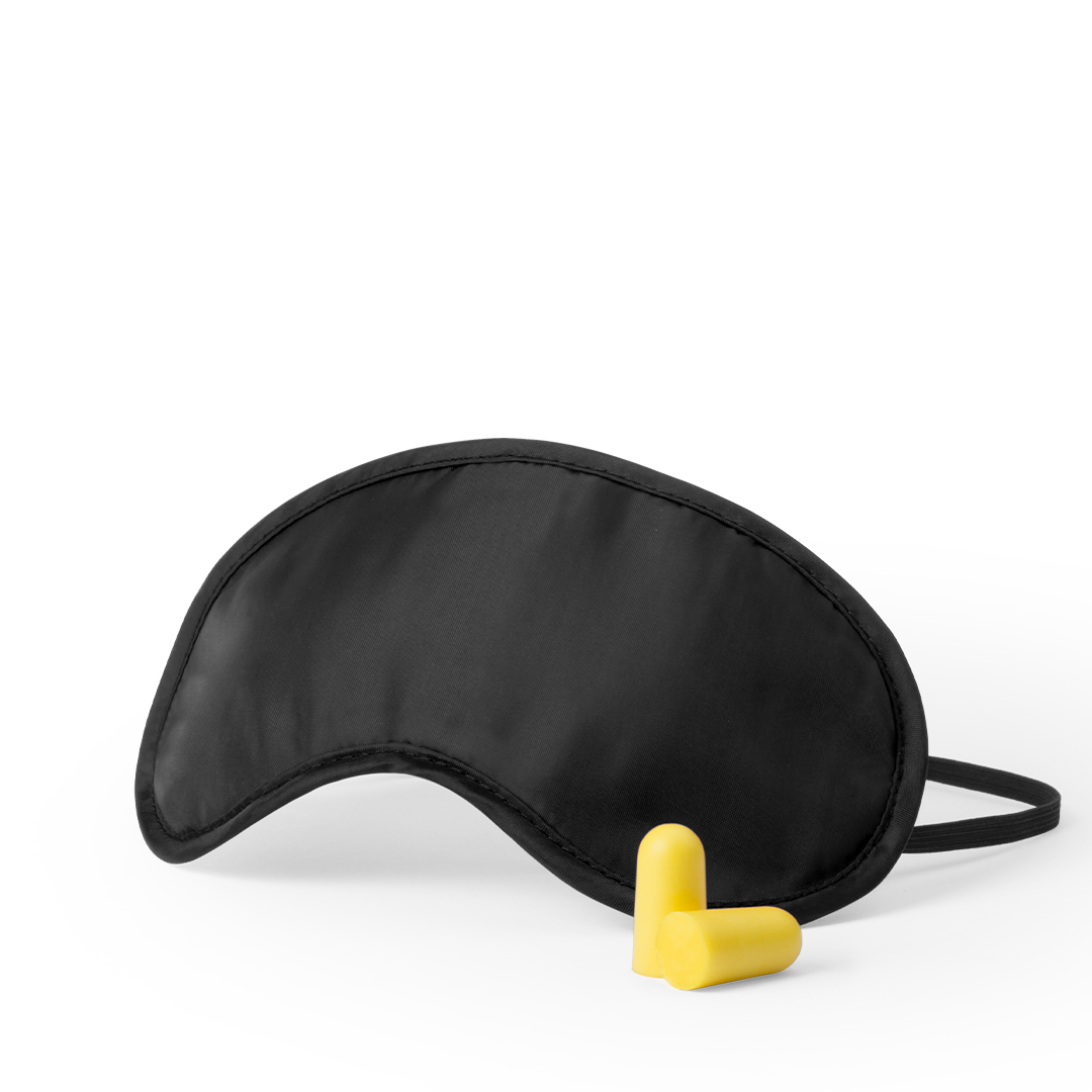 Set de viaje personalizado Yorder con mascarilla de microfibra y tapones EVA