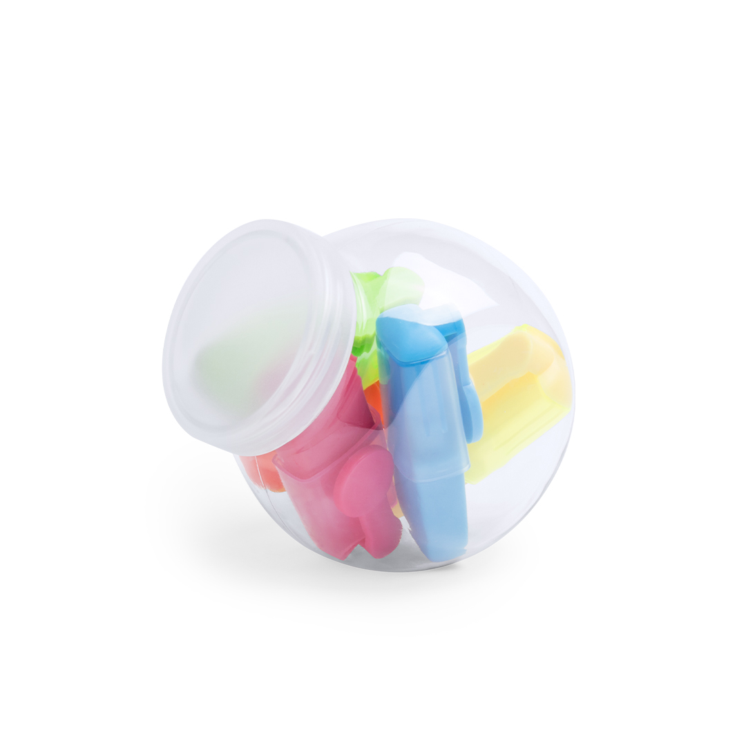 Set marcadores personalizado Layax fluorescentes minimalista bote transparente - Oficina - Regalo Promocional Personalizado