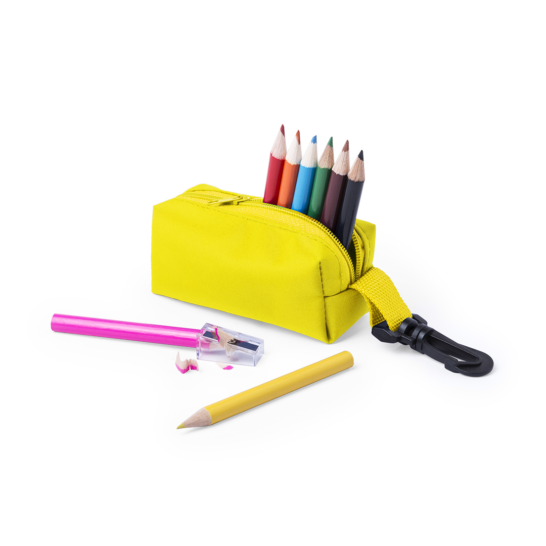 Estuche personalizado Migal de poliéster 420D con mosquetón y 8 lápices - Oficina - Regalo Promocional Personalizado