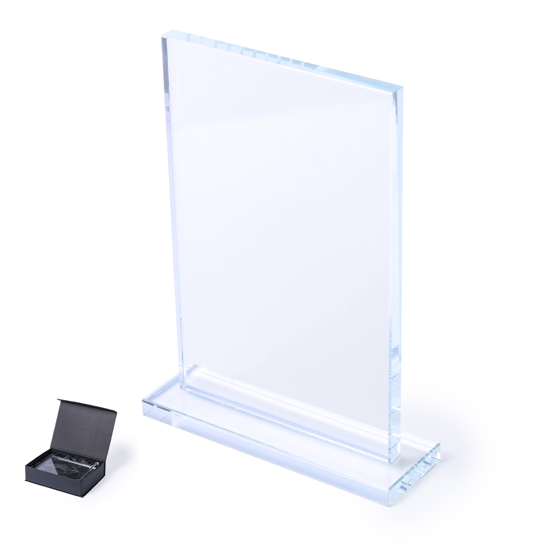 Placa personalizada Recsum de cristal rectangular con base resistente - Trofeos - Regalo Promocional Personalizado