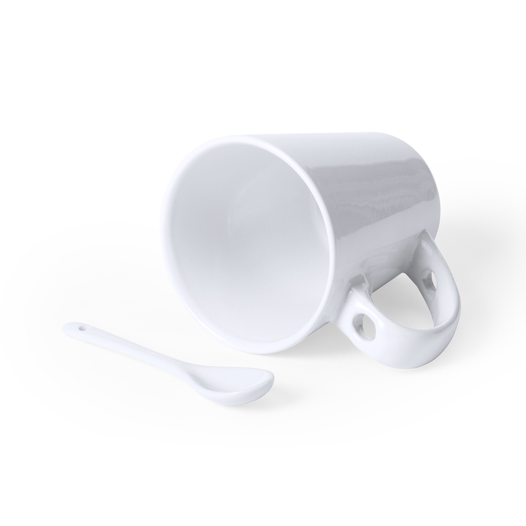 Taza sublimación personalizada Kaffir de cerámica de 350ml con cucharilla integrada - Tazas y vasos personalizados - Regalo Promocional Personalizado - vista alternativa