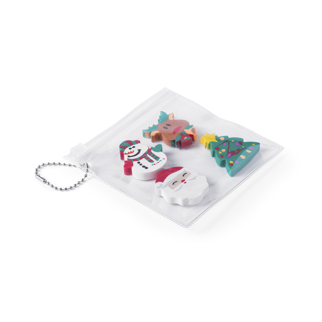 Set gomas personalizado Flop navideñas con cadenita transporte