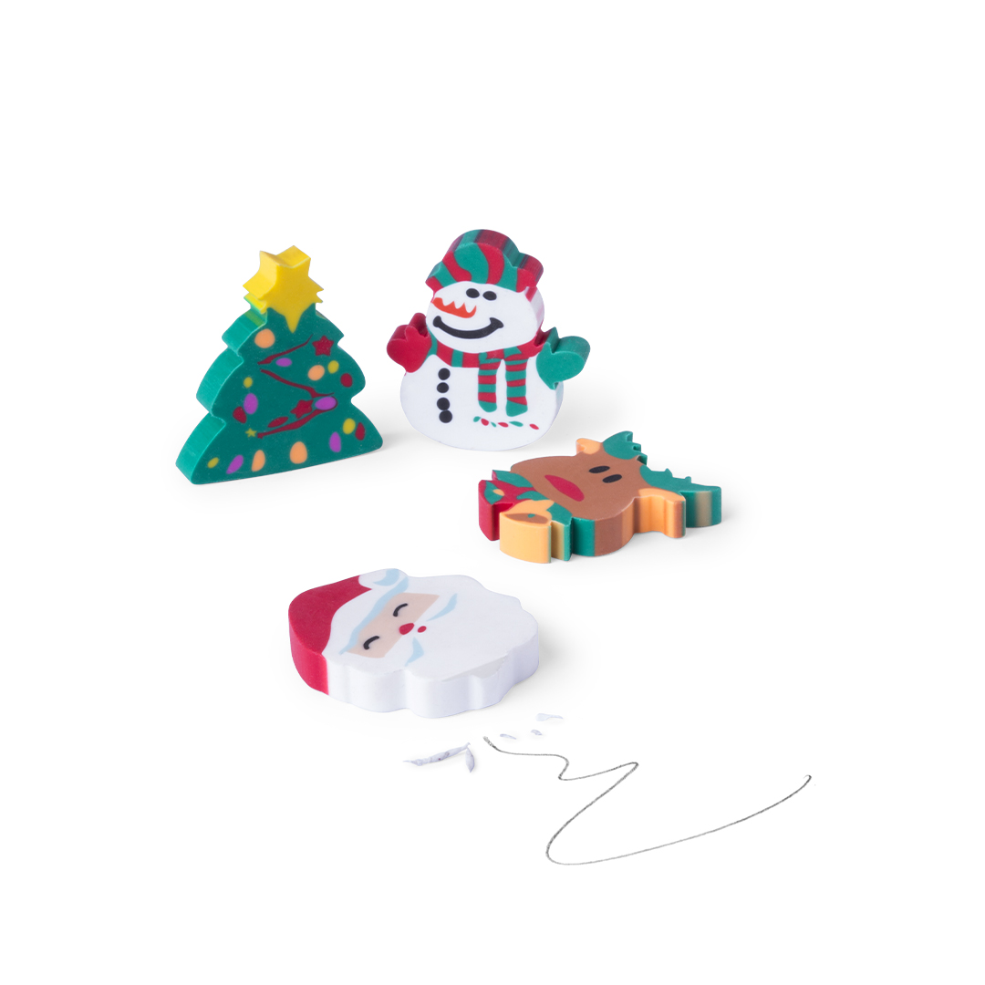 Set gomas personalizado Flop navideñas con cadenita transporte - Oficina - Regalo Promocional Personalizado