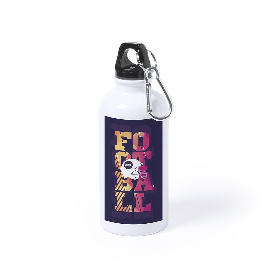 Bidón personalizado Sublimación Greims 400ml blanco mosquetón