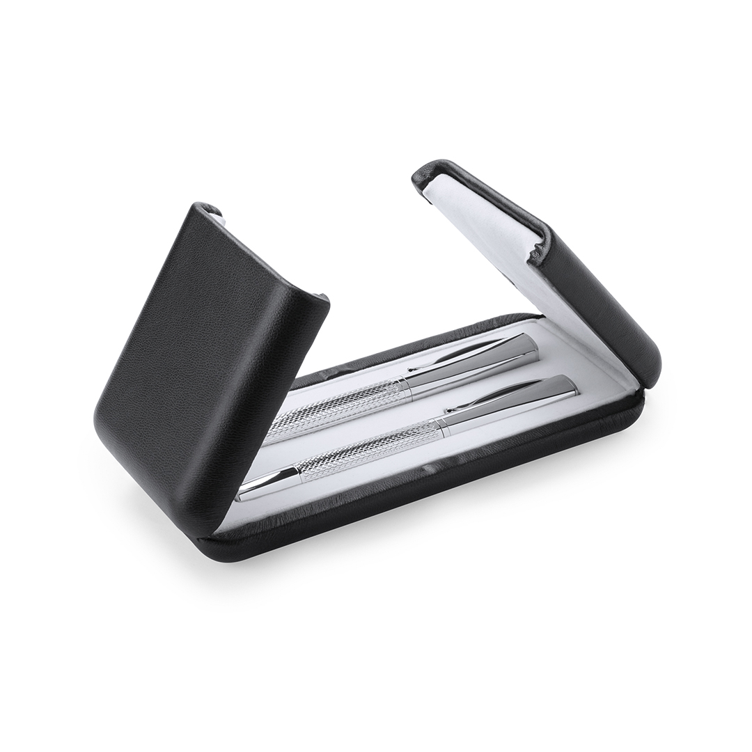 Set bolígrafo y roller personalizado Darius plateado brillante