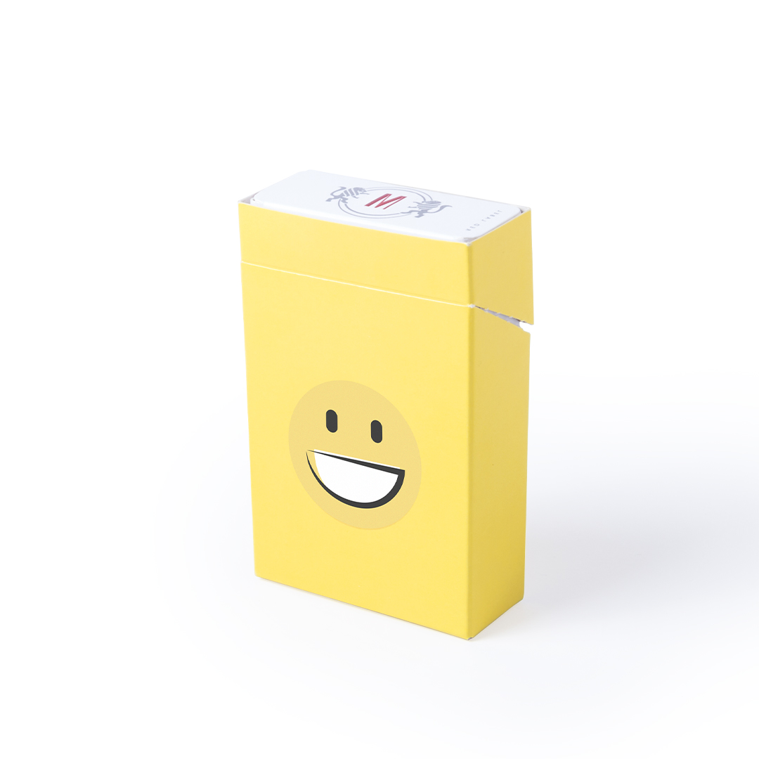 Funda para tabaco personalizada Straik de cartón emoji amarillo - Artículos fumador - Regalo Promocional Personalizado