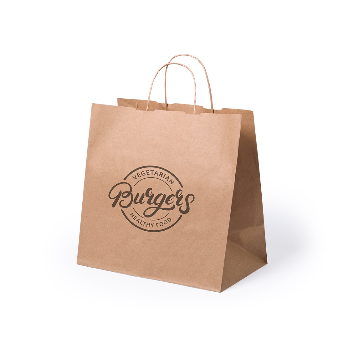 Bolsa personalizada Take Away de papel para llevar - Bolsas personalizadas con fuelle - Regalo Promocional Personalizado - imagen 3