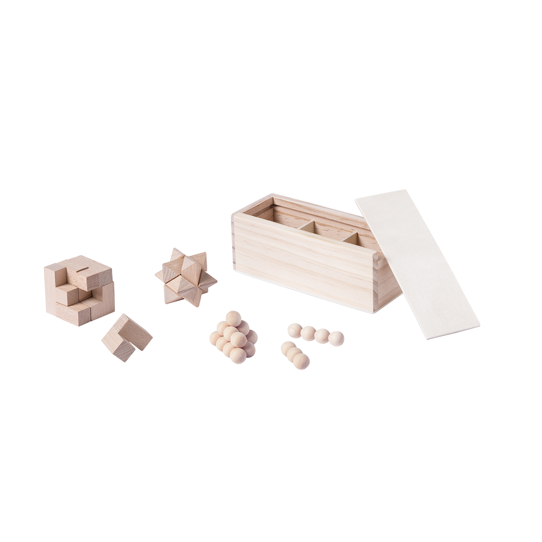 Set juegos habilidad personalizado Genium de madera natural 3 piezas - Niños y Juegos - Regalo Promocional Personalizado