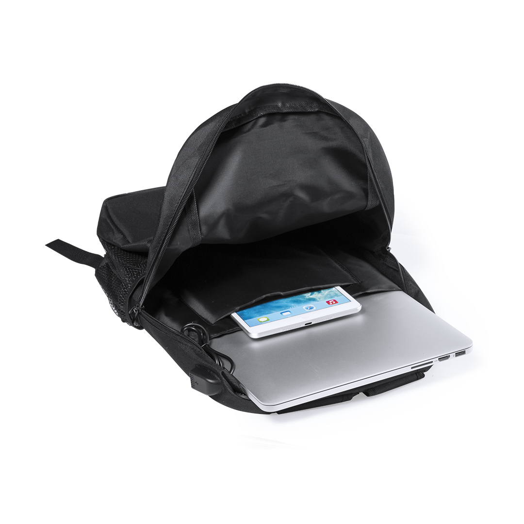 Mochila personalizada Halnok de poliéster 600D impermeable con USB