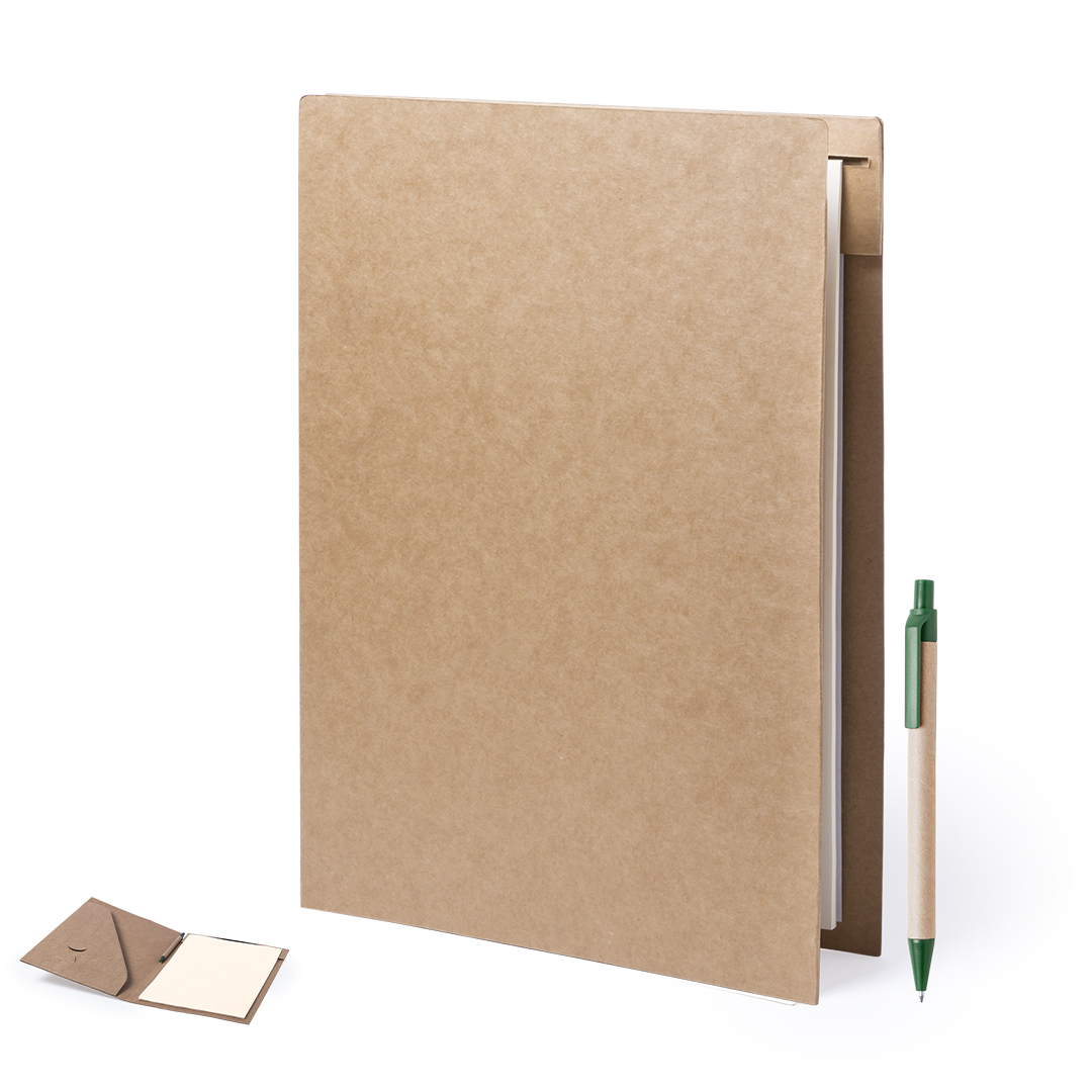 Carpeta personalizada Bloguer de cartón reciclado con bolígrafo incluido - Oficina - Regalo Promocional Personalizado