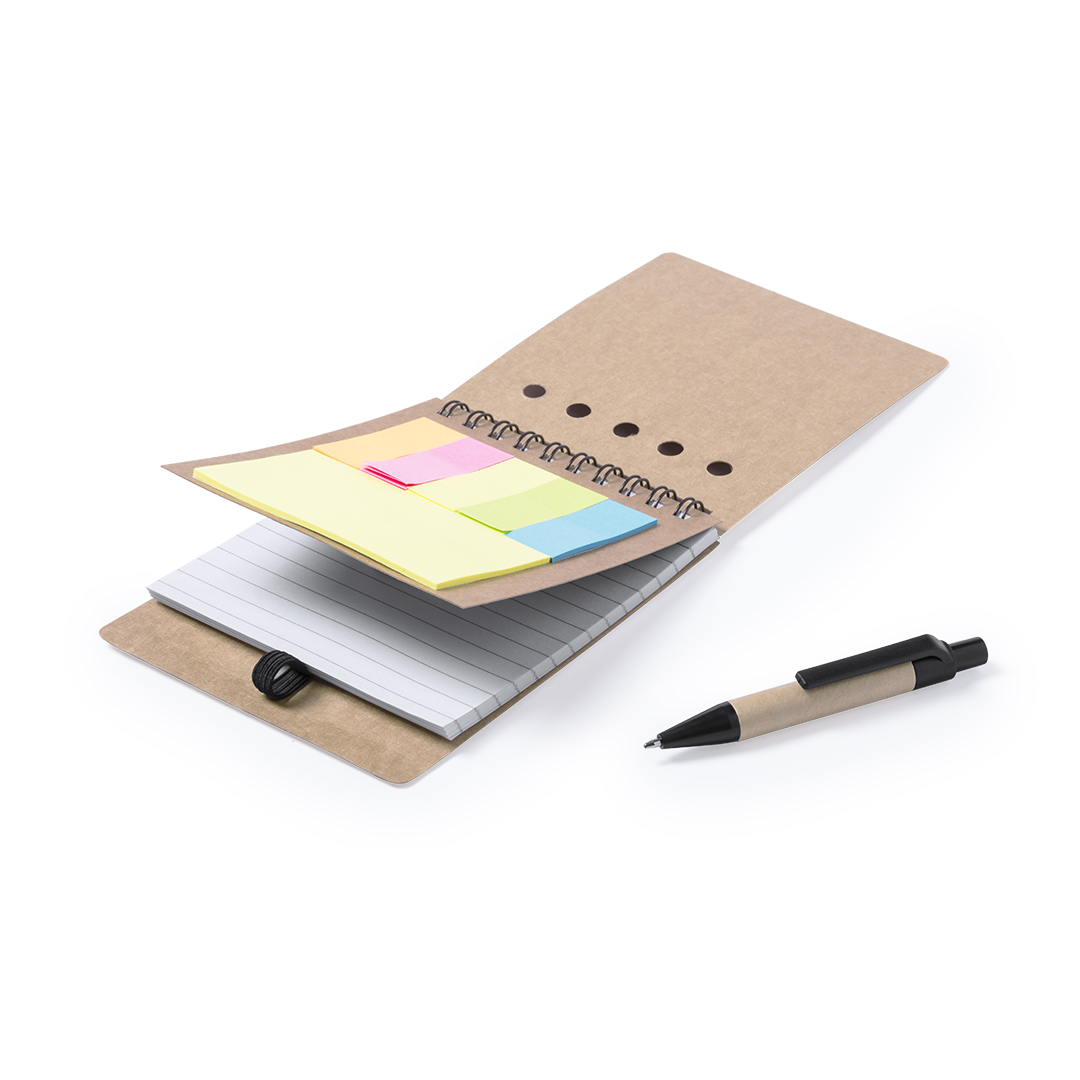 Bloc de notas personalizado Diser adhesivas con anillas en cartón reciclado troquelado - Oficina - Regalo Promocional Personalizado - vista alternativa