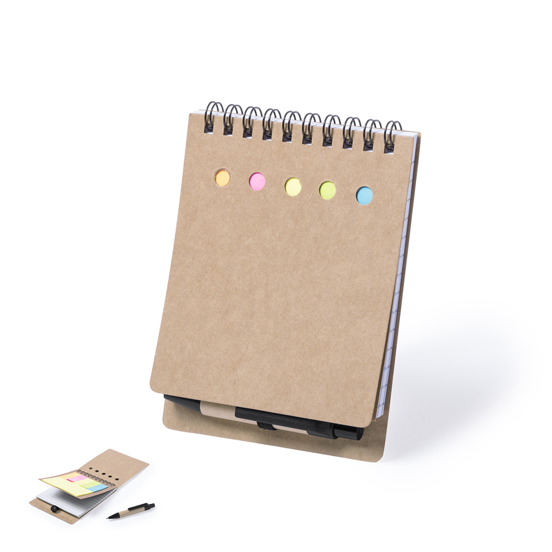 Bloc de notas personalizado Diser adhesivas con anillas en cartón reciclado troquelado - Oficina - Regalo Promocional Personalizado