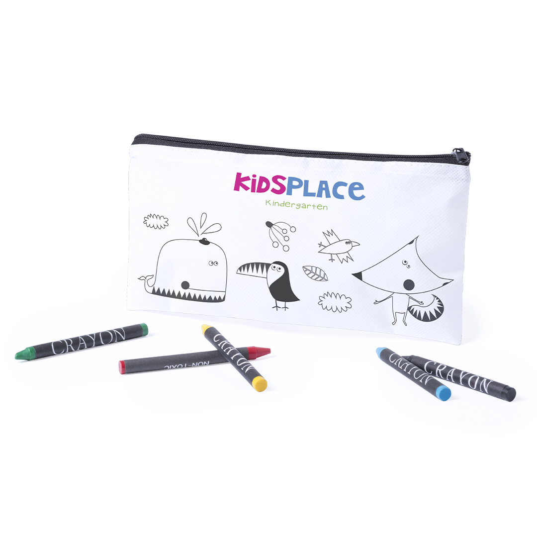 Estuche personalizado Skinga de non-woven para colorear con ceras - Oficina - Regalo Promocional Personalizado
