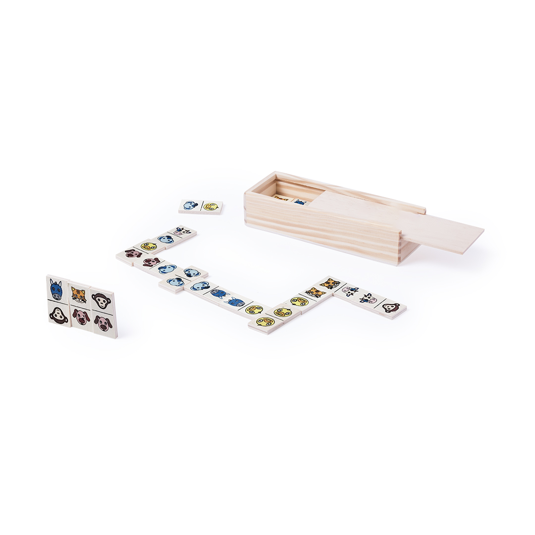 Dominó personalizado Kelpet de madera con animalitos en estuche