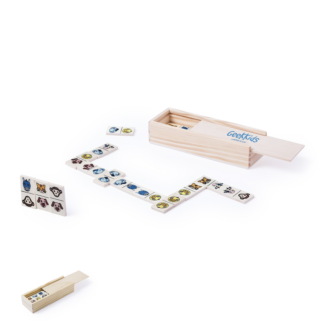 Dominó personalizado Kelpet de madera con animalitos en estuche - Niños y Juegos - Regalo Promocional Personalizado