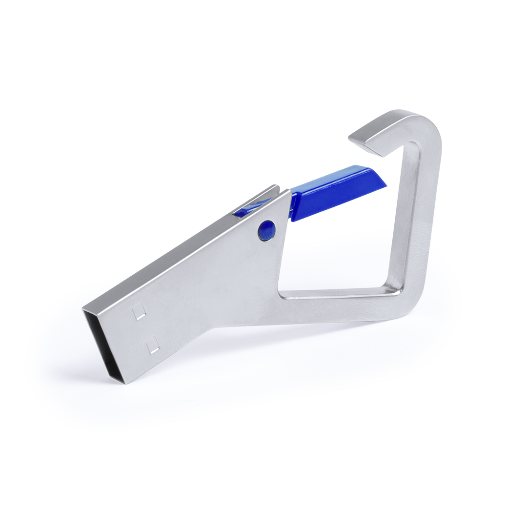 Memoria USB personalizada Drelan 8GB metálica con mosquetón