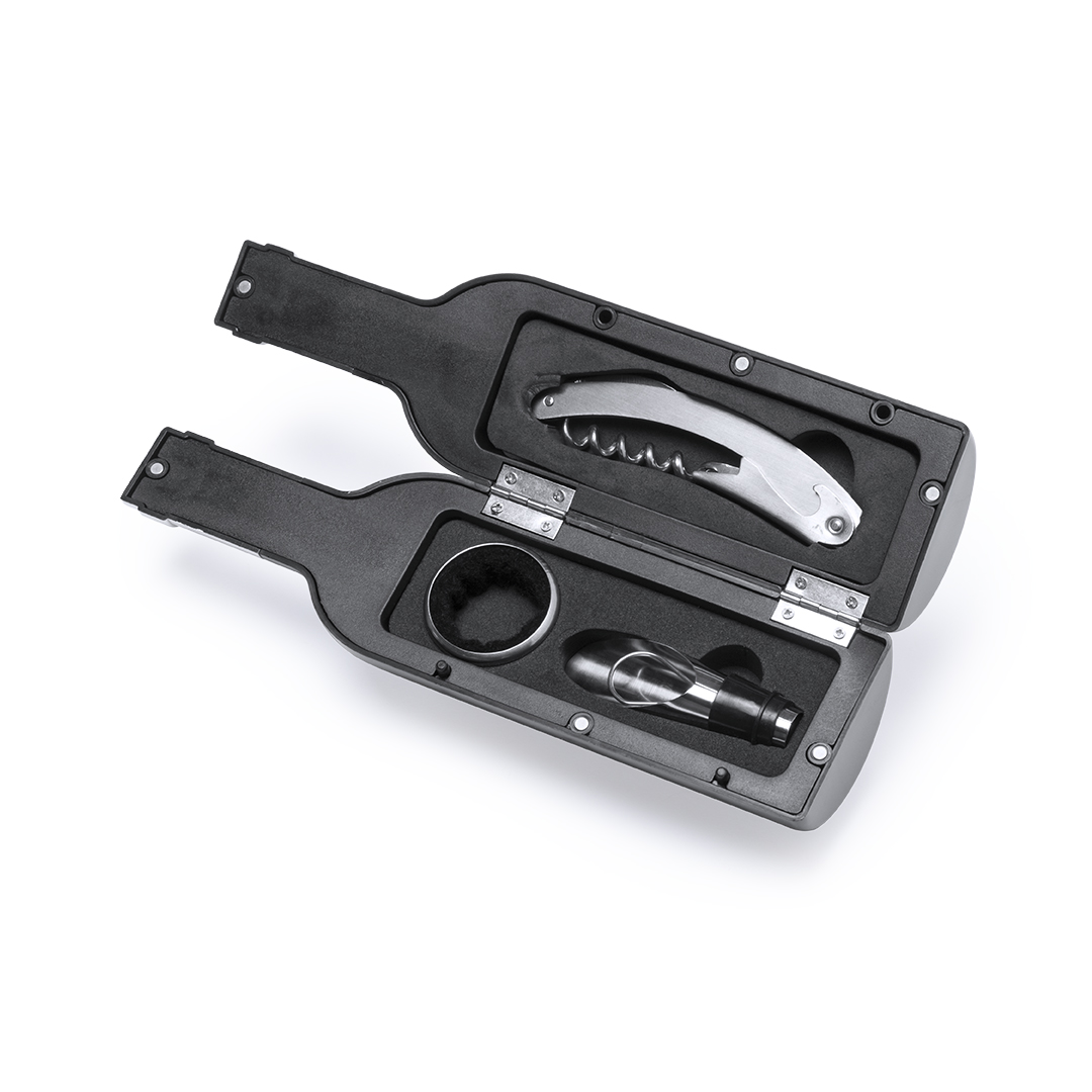 Set de vinos personalizado Sousky forma botella acabado brillante con cierre magnético