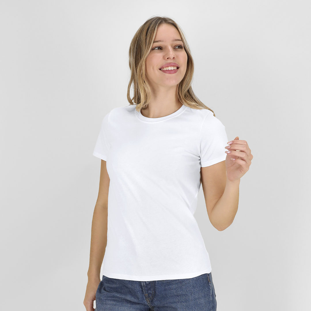 Camiseta personalizada para mujer Keya WCS180 blanca de algodón - Ropa y accesorios - Regalo Promocional Personalizado
