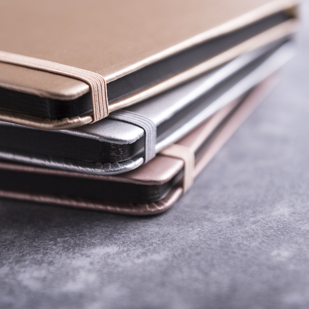 Bloc de notas personalizado Bodley en polipiel metalizada dorado plateado oro rosa - Oficina - Regalo Promocional Personalizado - vista alternativa