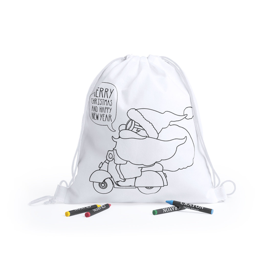 Mochila personalizada Kertran navideña infantil para colorear con ceras