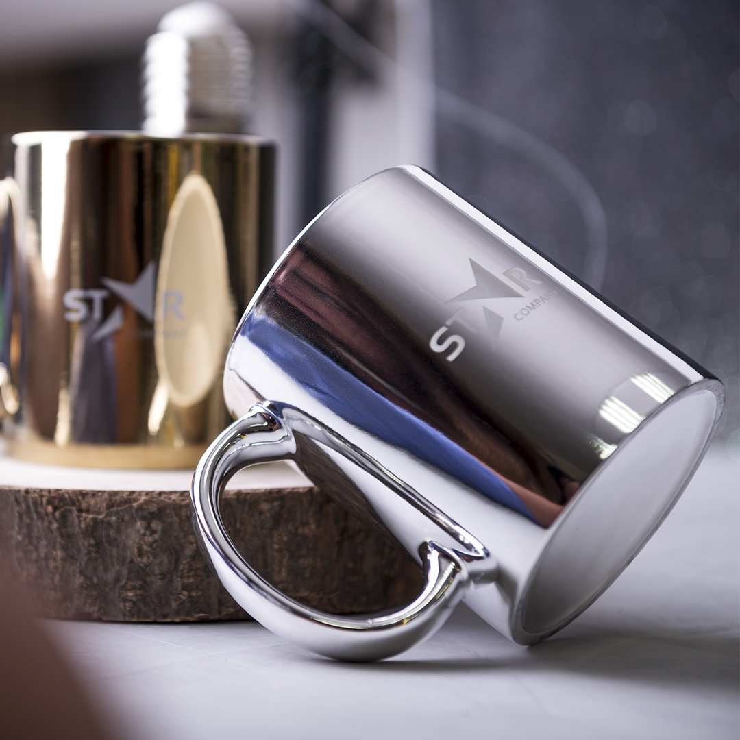 Taza de cerámica personalizada Renkur de 350ml con recubrimiento metalizado