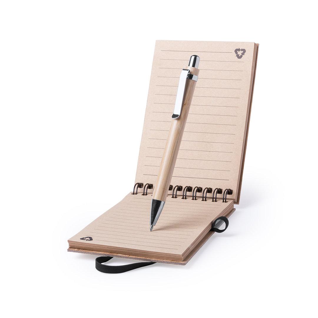 Libreta personalizada Tumiz compacta de bambú con bolígrafo