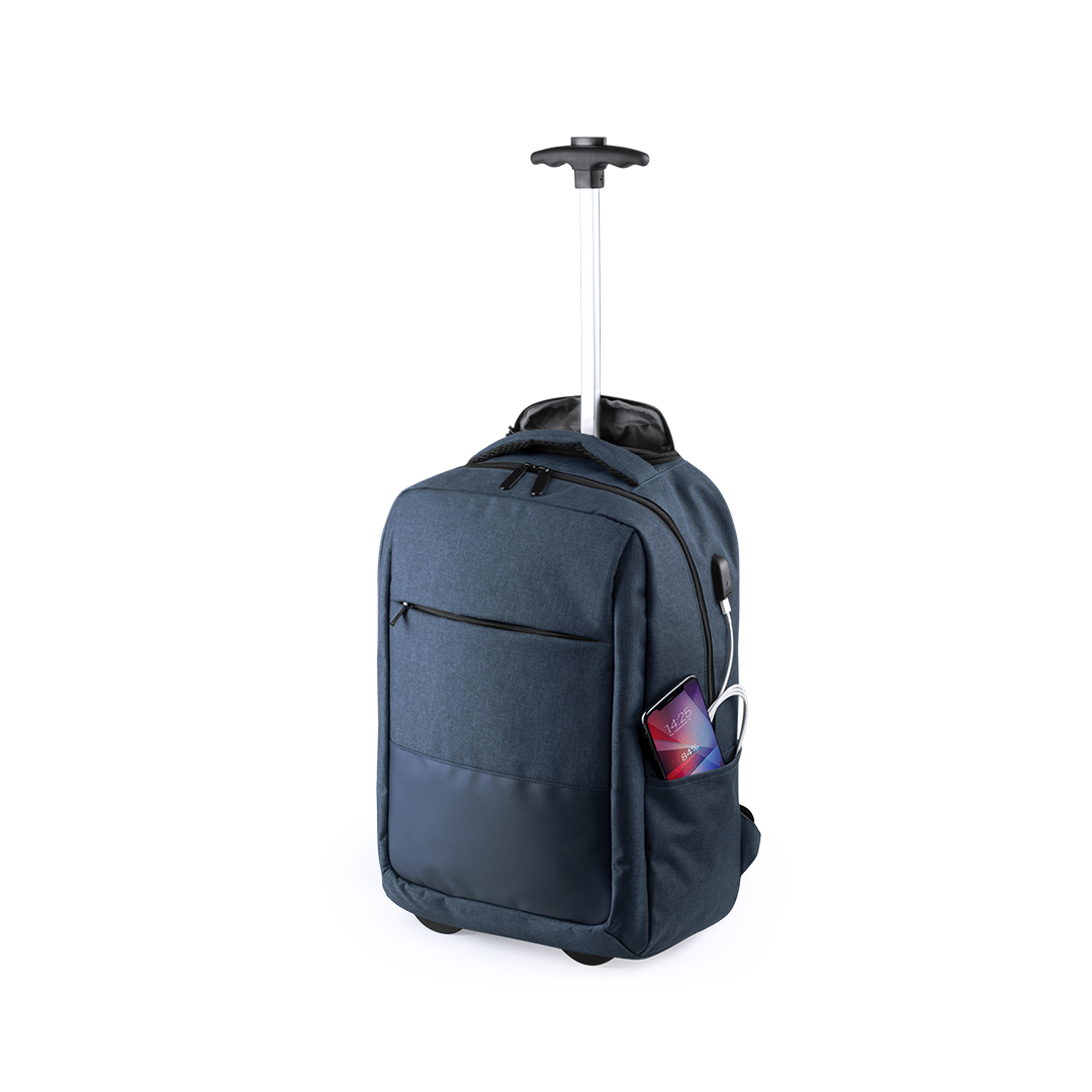 Mochila personalizada Trolley Haltrix de poliéster 300D con USB