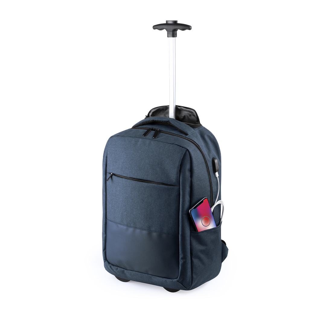 Mochila personalizada Trolley Haltrix de poliéster 300D con USB - Mochilas personalizadas - Regalo Promocional Personalizado