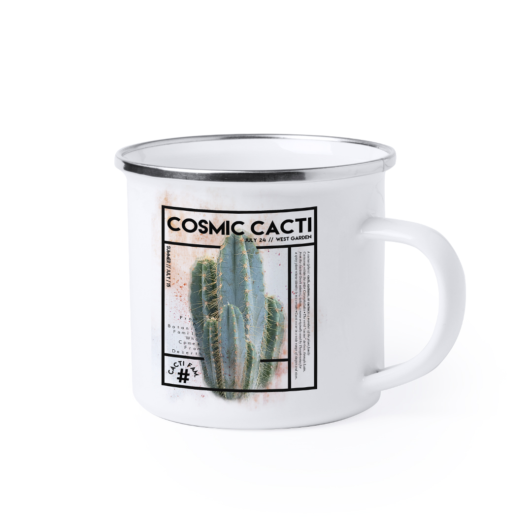 Taza sublimación personalizada Neyms metálica retro de 380ml con anilla cromada